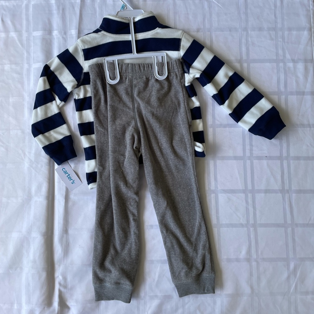 Toddler Boy Carter's 2 Piece Striped Fleece Pullover Top & Jogger Pants Set, 5T - Picture 3 of 5